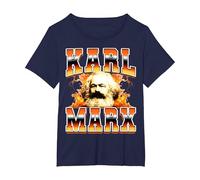Karl Marx Communism Communist Socialism 90s Bootleg Style T-Shirt, Women's Plus, Navy Blue, 3X