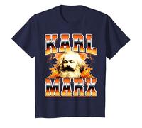 Karl Marx Communism Communist Socialism 90s Bootleg Style T-Shirt, Youth, Navy Blue, Medium