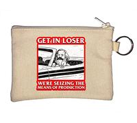 Karl Marx Get in Loser We are Seizing The Means of Production Key Chain Coin Purse Beige