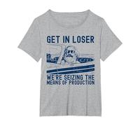 Karl Marx Get in Loser We’re Seizing The Means of Production T-Shirt, Women's Plus, Heather Grey, 3X