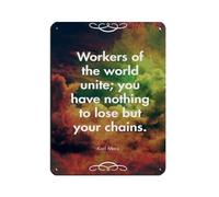 Karl Marx Quote Poster Workers of The World Unite... Tin Sign Vintage Metal Pub Club Cafe Bar Home Wall Art Decoration Poster Retro 12x16inch(30x40cm)
