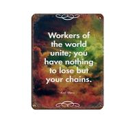 Karl Marx Quote Poster Workers of The World Unite... Tin Sign Vintage Metal Pub Club Cafe Bar Home Wall Art Decoration Poster Retro 12x16inch(30x40cm)