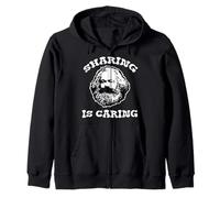 Karl Marx Sharing Is Caring Funny Political Socialist Design Zip Hoodie