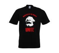 Karl Marx Worker's of The World Unite Men's T-Shirt (XXL, Black)