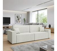 Karl Modern Corner Sofa Bed Cream Upholstery With Pull Out Sleeping Function And Built In Storage