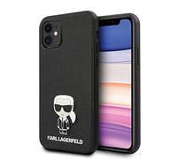Karl - PU Saffiano Case With Metal Pin Iconik - Black iPhone 12