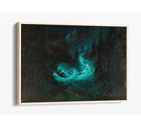 Karl Wilhelm Diefenbach, The Fairy Dance Canvas Floater Frame Print Picture Art - Light Oak Frame 24 inch wide x 16 inch high