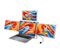 Karlak 14 inches Lap Expansion Screen 1080P FHD Portable Quad-Screen Monitor able & Rotatable Design Driver Quick Installation with 1 Cable for 3 Displays for Windows, MacOS for 13.6-17.3 inch Lap