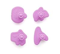 Karlak 4pcs Halloween Cake Fondant Cutter Set, Fun Shapes Biscuit Stampers, Haunted House, Witch Hat, Ghost, Pumpkin, Safe Non- Silicone, Simple Operation, PP, Purple, Ice Cubes, (Violet)