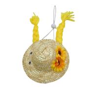 Karlak Chicken Helmet Funny Pet Hat with Adjustable Elastic Strap for Birthday Parties Yellow Wheat Straw 1 X Hat