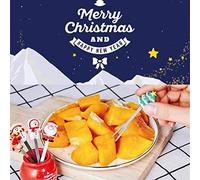 Karlak Christmas Silicone Fruit Fork with Santa Claus, Elk, Christmas Tree, Snowman, Stainless Steel Children S Food Fork for Christmas Tableware, Dessert Forks, Fruit Forks (Silver)