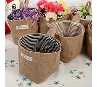 Karlak Cotton Linen Hamper Hanging Clothes Bag Home Gadget Storage Organizer Blue Stripe Khaki Stripe Red Khaki Dots (Blue)