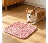 Karlak Dog Lick Mat for Slow Feeding Flexible Silicone Anxiety Relief Pet Food Mat 20x20cm for Home (Red Pink)