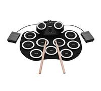 Karlak electronic drum,Portable Roll-up Electronic Drum Pad Silicon Digital Drum with Built-in Speakers Foot Pedals Headphone Monitoring Colorful Light Built-in Battery