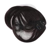Karlak French Bang Wig with Clip, 25cm Dark Brown Variation | High temperature synthetic hair, Breathable, Suitable for various face shapes, Easy to style, Lightweight