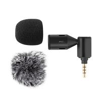 Karlak Mini Plug-in Smartphone Microphone Mobile Phone Mic Cardioid Pickup 3.5mm TRRS Plug 90° Angle Adjustable with 2pcs Windsn for Smartphone Live Streaming Vlog Online Singing