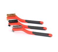 Karlak Mini Wire Brush Set, Durable Copper & Nylon Brushes (7in) | Effective for rust removal, tight steel bristles, comfortable plastic handle, versatile cleaning tool, compact size