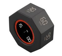 Karlak Productivity Timer Cube, Desk Timer G Sensor with 7 Preset Modes Stopwatch Function, Portable Visual Timer for Kitchen Office Study 1 3 5 15 30 60 90min Custom Countdown (Black)
