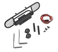 Karlak RC Front Bumper for Defender, Metal Construction, Enhances Control Performance for 1/10 SCX10 D90 D110, Black, 195x60x45mm, 1 Unit (Black)