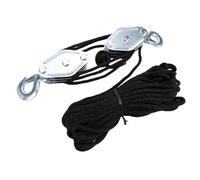 Karlak Rope Hoist Pulley System Heavy Duty with Cable Brake Efficient Lifting Aid for Industrial Garage Black 15m Nylon 660lbs