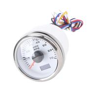Karlak Tachometer Hour Meter Tach Gauge 52mm 2in 7000RPM DC 9-32V 7 Color Backlight Adjustable Speed Ratio 1.0-360 Non Resettable Hourmeter for Truck Tractor Car RV Boat (White Dial Silver Cover