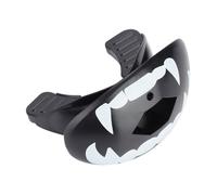Karlak TPR Mouthguard Teeth Protector Perfect for Rugby Boxing Football Sports Comfortable Shock Resistant Design 4 Colors Available (White Teeth on Black Background)