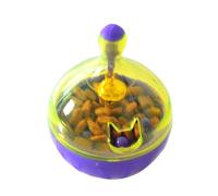 Karlak Treat Dispensing Cat Toy with Interactive Bell Slow Feeder for Engaging Playtime - 1 Unit, Safe Plastic, 8.6 X 8.6 X 6cm (Small Size Purple)