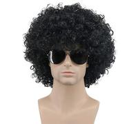 Karlery Adult Men Women Afro 70s 80s Short Curly Black Rocker Party Wig California Halloween Costume Cosplay Wig