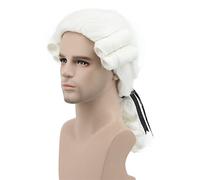 Karlery Judge Colonial Man Long Wave White Wig Adult Heat Resistant Fluffy Synthetic Fiber Brethable Adjustable Size Wig for Halloween Costume Cosplay
