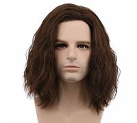Karlery Men Fluffy Short Curly Brown Wig Halloween Cosplay Anime Costume Wig