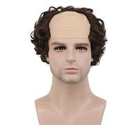 Karlery Short Curly Fits Old Man Bald Cap Mad Brown Wig Scientist