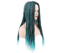 Karlery Women Long Braid Blue and Black Mixed Wig Halloween Cosplay Anime Costume Party Wig