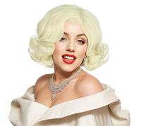 karlery Women Short Wavy Platinum Blonde Wig 1920s Classic Vintage Flapper Marilyn Monroe Wig Breathable Adjustable Size for Cosplay Event Costume Halloween Party