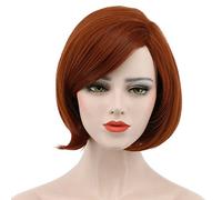Karlery Women's Short Bob Straight Dark Orange Wig Halloween Cosplay