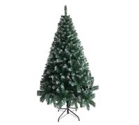 Karlhome 6FT Partially Flocked Spruce Christmas Tree Decorations for Home, Office, Party Holiday, 650 PVC Branch Green Christmas Tree, with Metal Hinges & Foldable Metal Base
