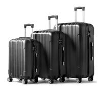 Karlhome Set of 3 Suitcase Set, Luggage Sets with 4 Rolling Spinner Wheels Combination Lock, Lightweight Hardside Carry On or Check in Trolley Travel Case, Black ABS Hard Shell