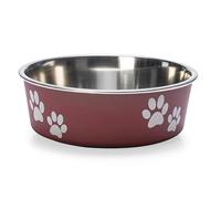 Karlie Ascar Dog Bowls, Stainless Steel, Dark Red, 450 ml, Diameter 12-14 cm