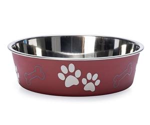 Karlie Ascar Dog Bowls, Stainless Steel, Dark Red, 800 ml, Diameter 15-17 cm
