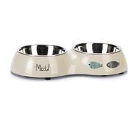 Karlie Cat Bowl Yaren Dinner Set Beige-Light Gray, RRP 12.89 EUR, NEW