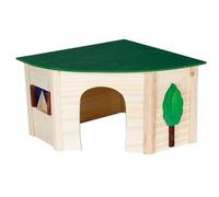 Karlie Cornerhouse Rabbit House, 24 x 34 x 16 cm, Wooden, Green, Scandinavian, Fully Assembled, Angular Shape Ideal for Corners