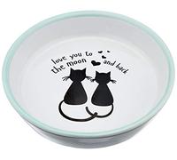 Karlie Hand Painted 2 Cats Cartoon First Class Pottery Cat Dish, 16 cm/ 200 ml