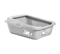Karlie Simons Cat Litter Box Gray 43X32Cm With Edge & Cartoon Motif