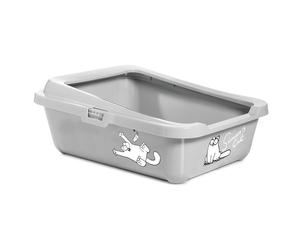 Karlie Simons Cat Litter Box Gray 43X32Cm With Edge & Cartoon Motif