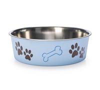Karlie Stainless Steel Bowl with Paw Motive 2200 ml ø: 21 - 23 cm Light Blue