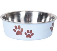 Karlie Stainless Steel Bowl with Paw Motive 300 ml ø: 10 - 12 cm Light Blue