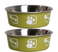 Karlie Stainless Steel Dog Bowls, 2200ml, Set of 2, Extra Large Non-Slip Silicone Base