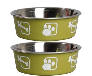 Karlie Stainless Steel Dog Bowls, 2200ml, Set of 2, Extra Large Non-Slip Silicone Base