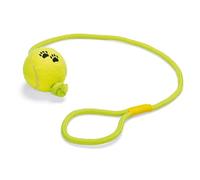 Karlie Tennis Ball with Throwing Rope, Dog Toy, Rubber/Flocked, Yellow, 17 x 6 x 6 cm