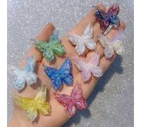 KARLOR 10 Pcs 3D Butterfly Decorations, Luminous Butterflies Resin Accessories Crystal Shimmer Wall Decoration Craft DIY Hair Accessories Charms Chain Pendant Accessories Glow in Dark