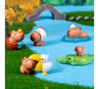 KARLOR 10 Pcs Capybara Set, Miniature Pelican Ducks Crocodiles Figurine Animal Ornaments, Micro Landscape Decoration for Desk Aquarium Dollhouse Car